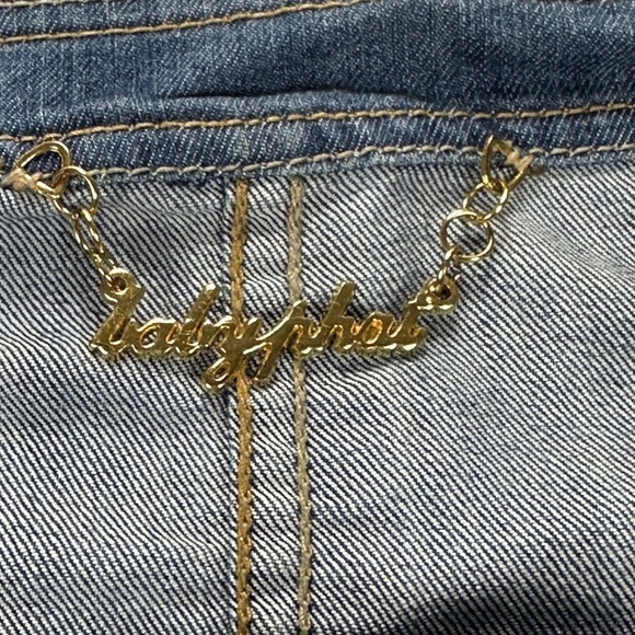 Baby Phat Rhinestone Button Down Denim Jacket Classic Blue Wash Women's XL - Picture 5 of 10